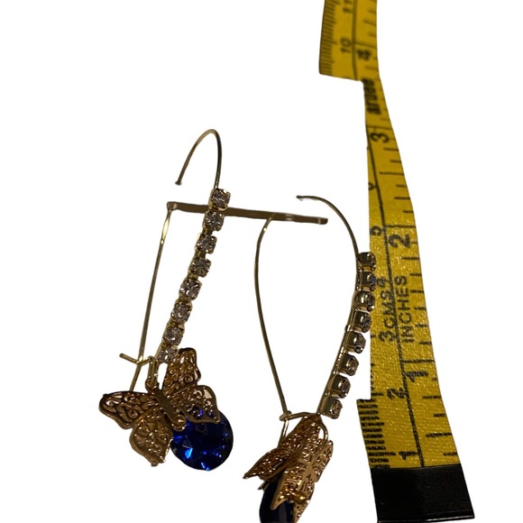 Butterfly drop earrings blue and gold free with purchase - Picture 2 of 2